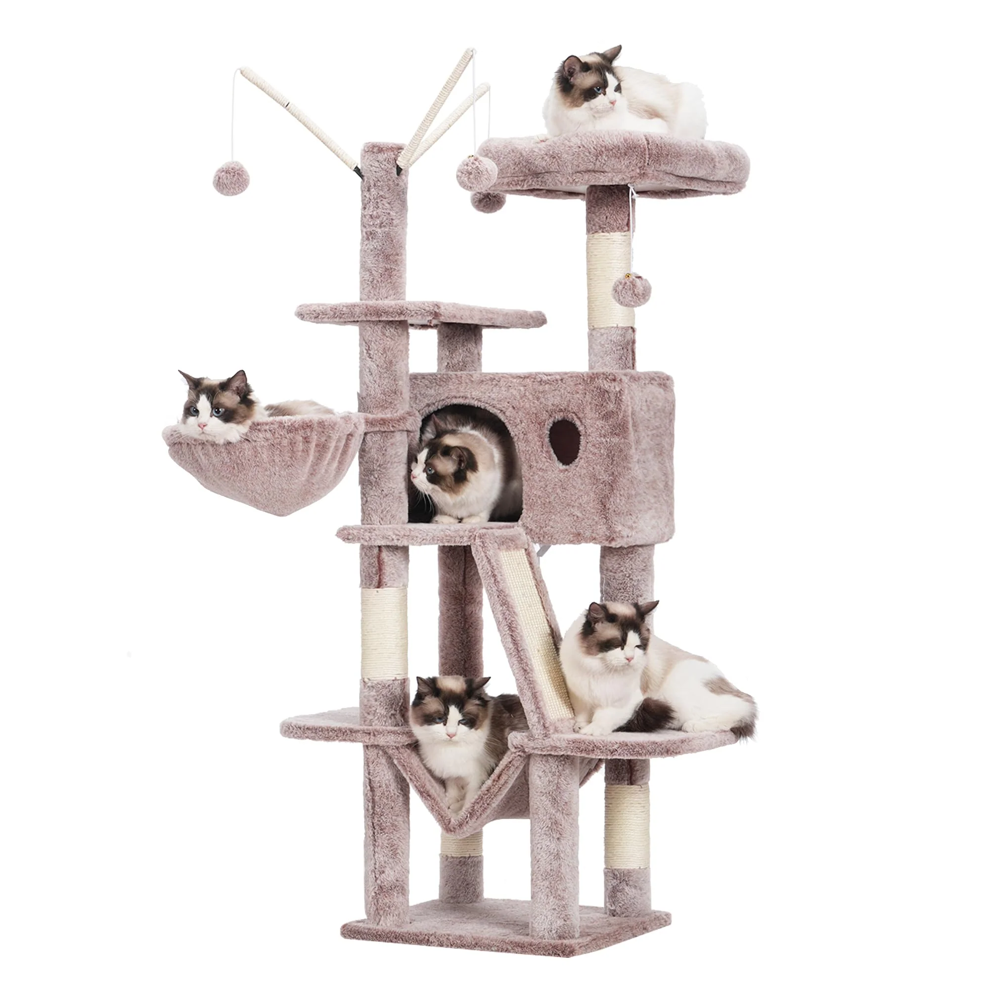 Powerful Hey-brother Cat Tree 53-Inch Tower MPJ019-SMU – Multi-Level Cat Playground with Cozy Condo Efficient