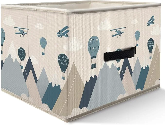 High-Performance Nogrit Sky Adventure Storage Bins Box Toybox for Boys Blue Aircraft Hot Air Balloon Foldable Baskets Organizer Container with Handles for Kids Boys Bedroom Bathroom Clothes Toys BooksAbout ThisOverview High-Grade
