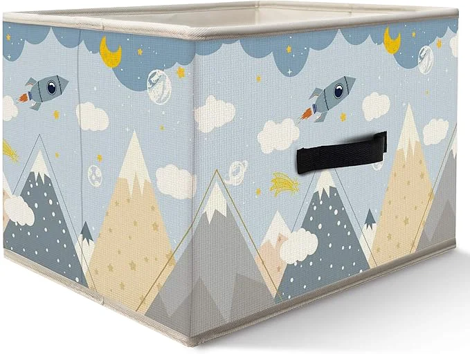 Green Nogrit Dreamy Rocket Mountain Storage Bins Box Toybox for Boys Light Blue Cosmic Foldable Baskets Organizer Container with Handles for Kids Boys Bedroom Bathroom Clothes Toys BooksAbout ThisOverview Classic