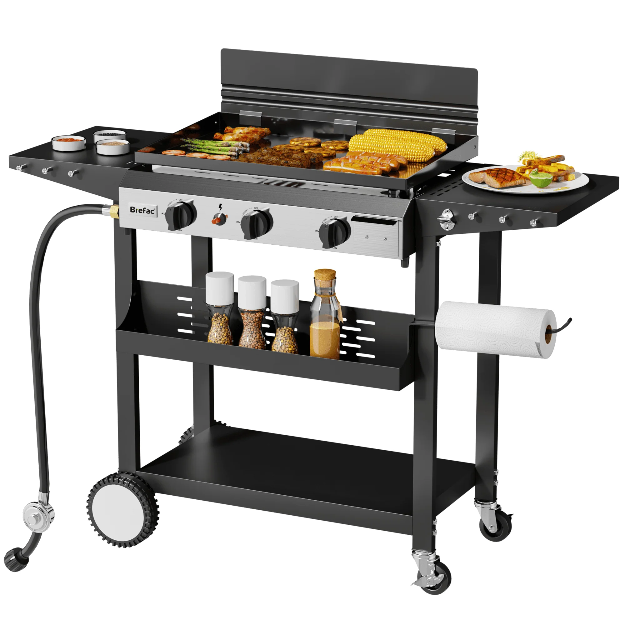 Efficient 3-Burner 23 Outdoor Propane Gas Grill for Camping Tailgating BBQ Parties Backyard Patio Flexible