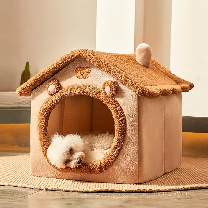 Proven JIUPETY Dog House Dog Bed with Cover Cave with Non-Slip Bottom M Size Tent Bed for 6-11 Lb Dogs and 9-17 Lb Cats BrownAbout ThisOverview Excellent