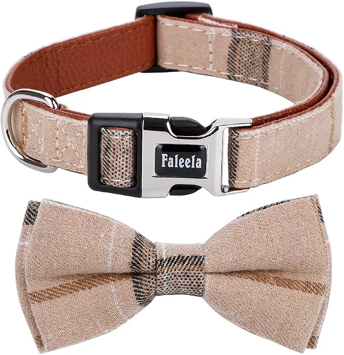 Proven Faleela Soft Comfy Bowtie Dog Collar Detachable and Adjustable Bow Tie Collar High-End