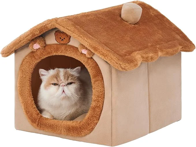 Professional JIUPETY Cute Cat Beds for Indoor Cats Foldable Cat House with Non-Slip Bottom S Size Kitten Bed for 0-6 Lb Dogs and 0-8 Lb Cats BrownAbout ThisOverview Recyclable