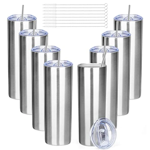 Smart 20 oz Skinny Tumblers with Lid and Straw 8 Count Versatile