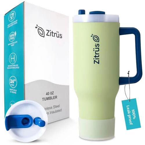 Sophisticated 40 oz Tumbler with Handle and Straw Breathable