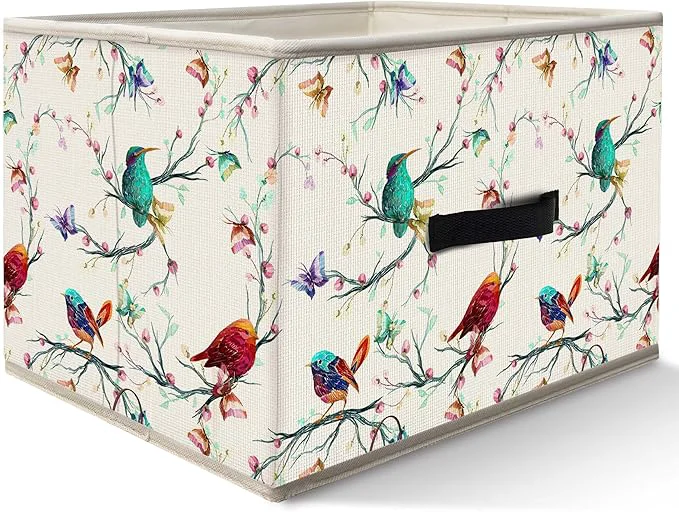 Superior Nogrit Colorful Birds Storage Bins Box Toybox for Girls Floral Branches Butterfly Bird Foldable Baskets Organizer Container with Handles for Kids Girls Bedroom Bathroom Clothes Toys BooksAbout ThisOverview Minimalist