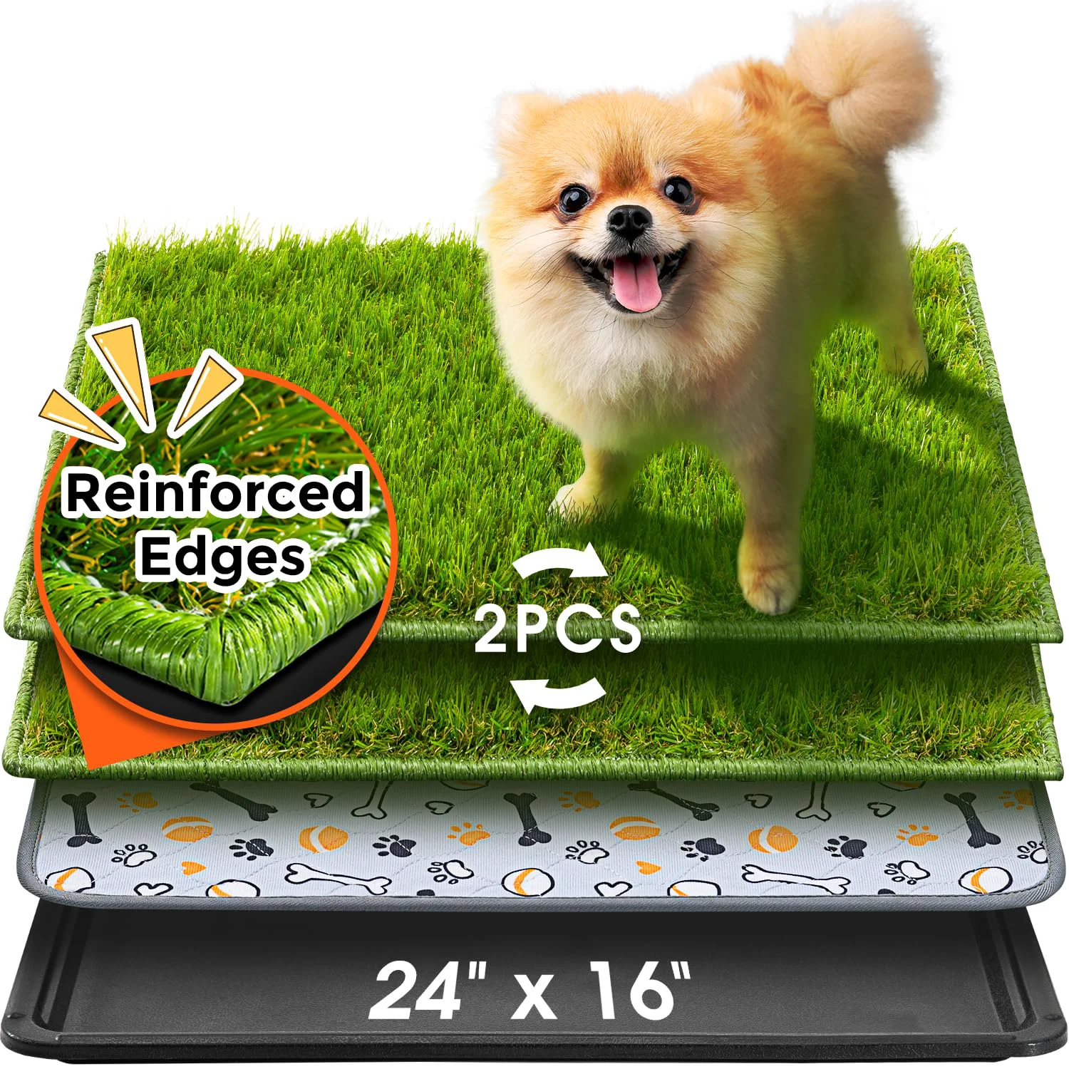 Effective Hompet Dog Grass Pad with Tray Large 24×16 Reusable Indoor Outdoor Potty Turf Detailed