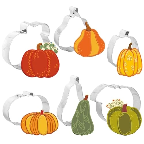 Powerful 6Pcs Pumpkin Cookie Cutters Fall Pumpkin Shape Cookie Cutting Molds Cute Biscuit Cutters for Autumn Harvest Thanksgiving Halloween DIY Craft Baking Supplies 6 Count Fast