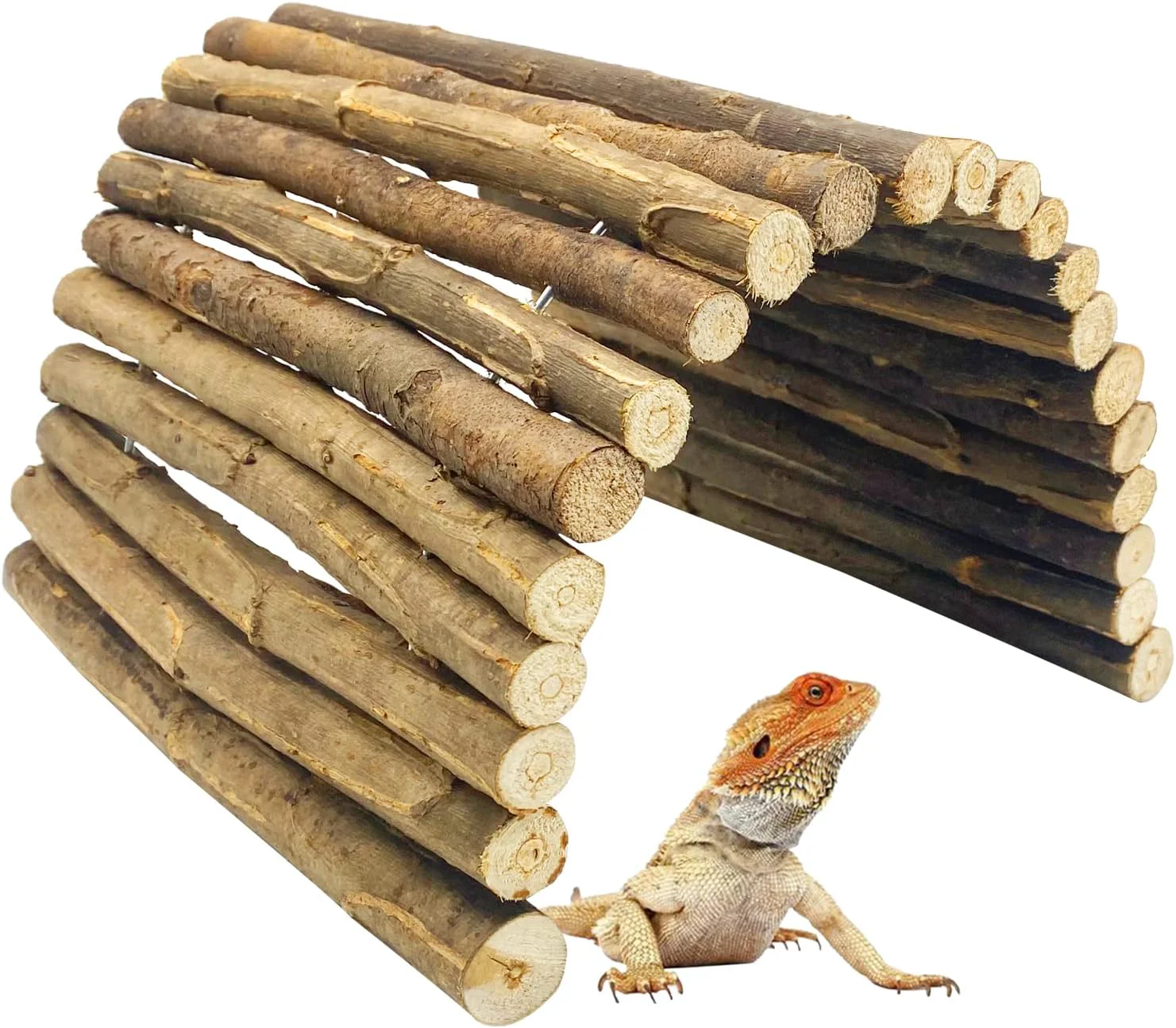 Organic BNOSDM 12.99 x 18.89 Reptile Hideout Wooden Bridge Lizard Hide Caves Bearded Dragon Habitat Accessories for Gecko Snake Frog Chameleon Iguana Tortoise Easy-to-Use