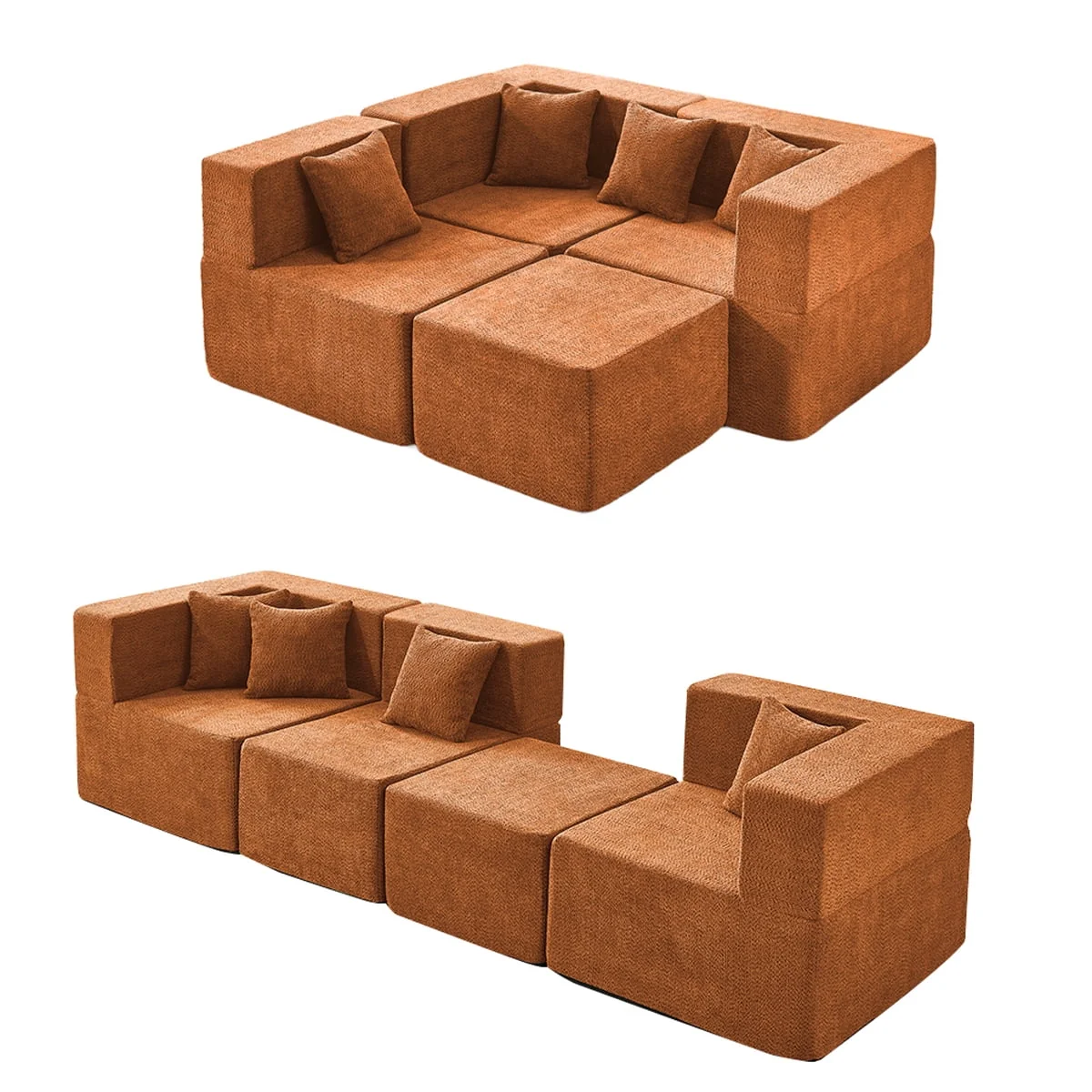 Proven BEHOST 202.5 Modular Sectional Sofa for Apartment Living Room Boneless Design No Assembly Required Rust Red Breathable
