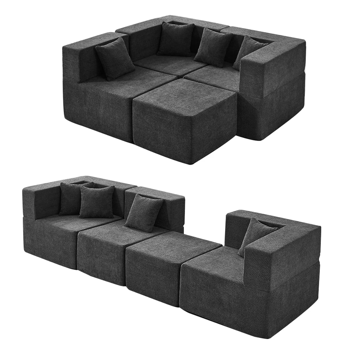 Authentic BEHOST 202.5 Boneless Cloud Couch 8 Modules Sectionals Sofa with 27.5 Deep Seat No Assembly Required Dark Gray Reliable