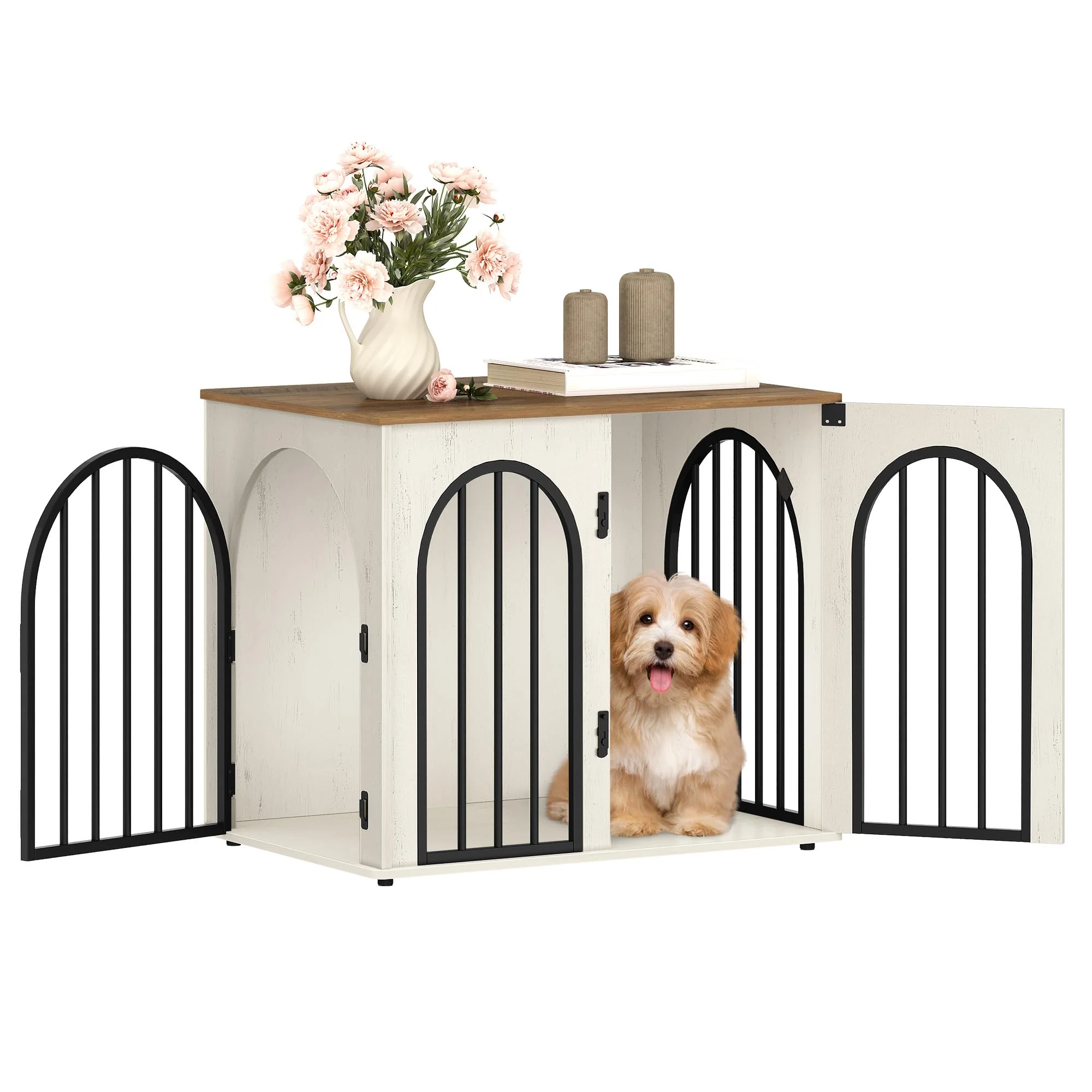Fashionable Hzuaneri 26.8” Wooden Dog Crate Furniture – Heavy-Duty Indoor Kennel TV Stand Trusted
