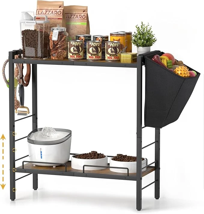High-End d Dog Feeding Station 23 D x11 W Large Raised Bowl Stand with Toy Basket Bin 4 Height Adjustable Food Bowl Holder Cabinet Pet Storage Organizer for Medium Small Dogs CatsAbout ThisOverview World-Class