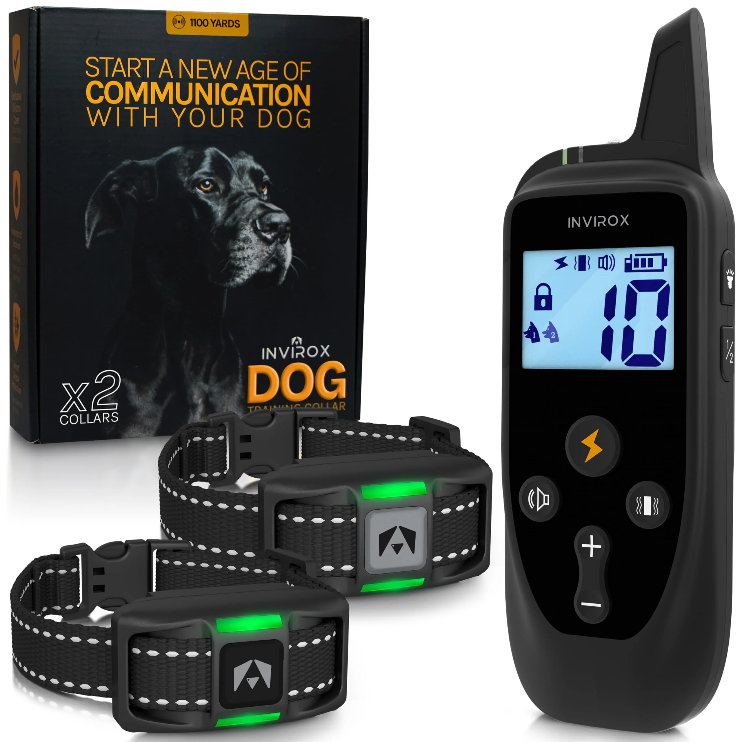 Fashionable INVIROX X2 Dog Training Collar for Large Dogs – 123 Levels 1100 yd Range Waterproof 2026 Edition Eco-Friendly