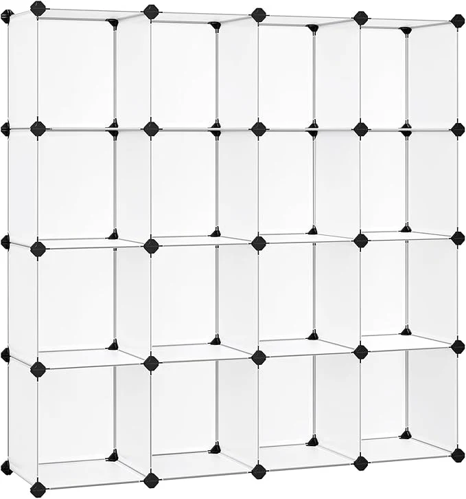 Refined SONGMICS Cube Storage Organizer Set of 16 Plastic Cubes Book Shelf Closet Organizers and Storage Room Organization Bedroom Living Room 12.2 x 48.4 x 48.4 Inches White ULPC44LAbout ThisOverview Fashionable