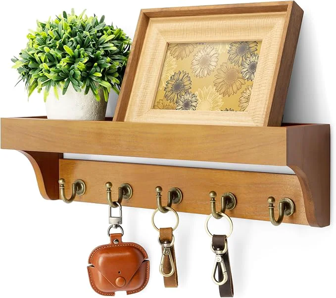 User-Friendly Rebee Vision Decorative Key Holder for Wall with Shelf Farmhouse Mail Rack with 5 Sturdy Key Hooks for Home Decor Apartment Entryway and Hallway Light Brown About ThisOverview Comfortable