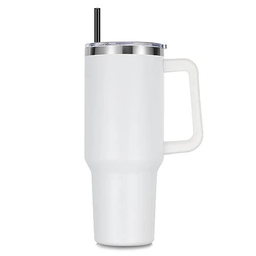 Fine Crafted 40 oz Tumbler with Handle and Straw Professional