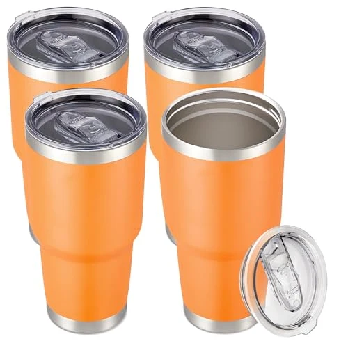 Fine Crafted 30 oz Tumbler with Lid Stainless Steel Tumblers Bulk 4 Count Selected