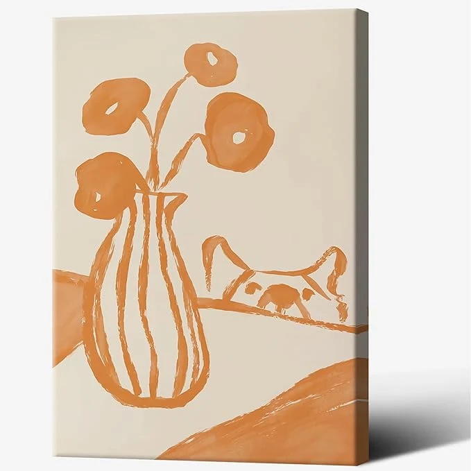 Powerful Funny Sneaky Dog Poster Retro Still Life Kitchen Canvas Wall Art Modern Abstract Floral Watercolor Animal Prints Painting For Living Room Kitchen Dining Room Wall Decor 12x16in Wrapped CanvasAbout This Certified