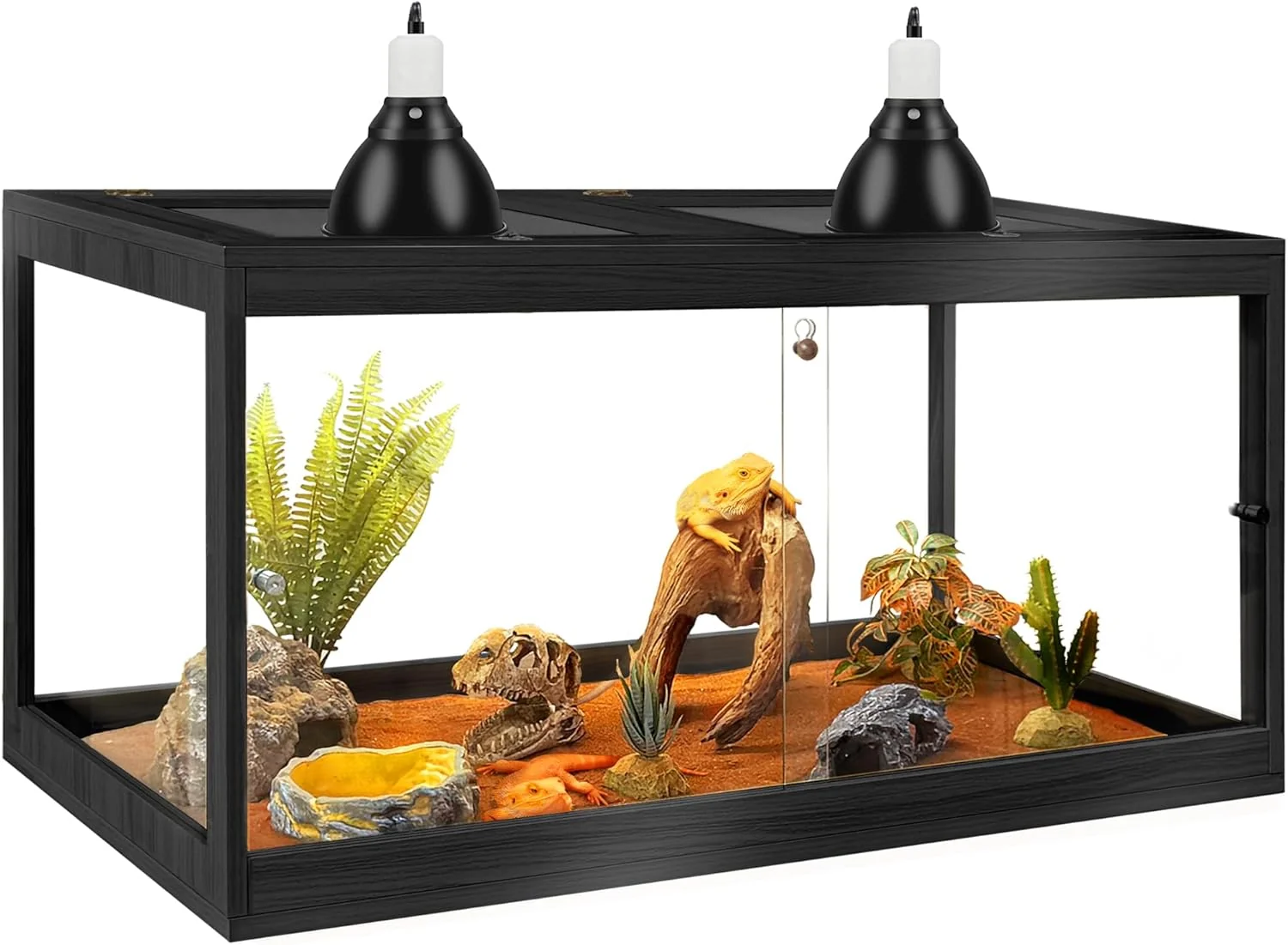 Secure PROLEE Bearded Dragon Tank Tempered Glass Reptile Tank with Mesh Roof and Front Sliding Door Anti-Scratch Lizard Tank Spacious Reptile Enclosure for Snakes Lguanas Black 63Gallons 40 x20 x20 Original Design