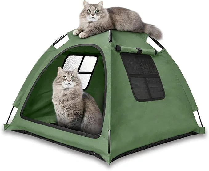 Portable Pet Tent House for Indoor Outdoor Use – Easy Access Cat Nest Without Door Flap I for Cats Puppies Small Animals Green About ThisOverview Dependable