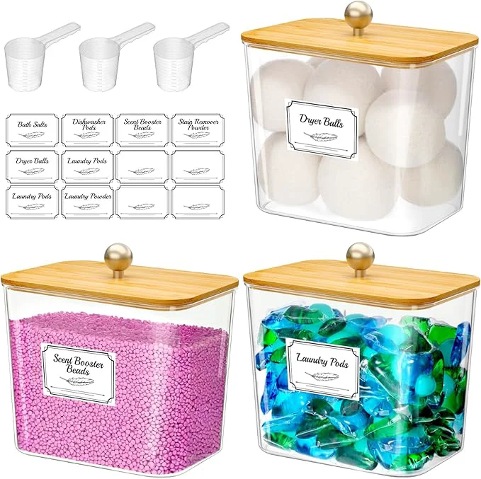 Crafted Lifewit Laundry Pods Container with Lid Dryer Sheet Holder Room Organization Storage for Coffee Pods Kcup Washing Powder Scent Booster Beads 2600 ml 0.7gal，Natural 3 PcsAbout ThisOverview Next-Generation