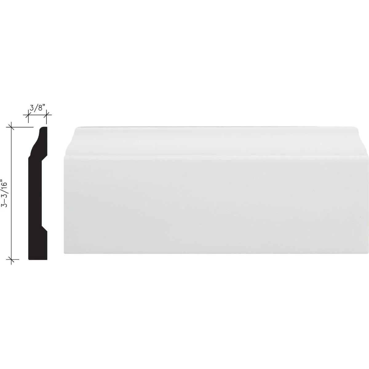 Secure Inteplast Building Products 3 8 In. W. x 3-3 16 In. H. x 8 Ft. L. Crystal White Polystyrene Colonial Base Molding Genuine