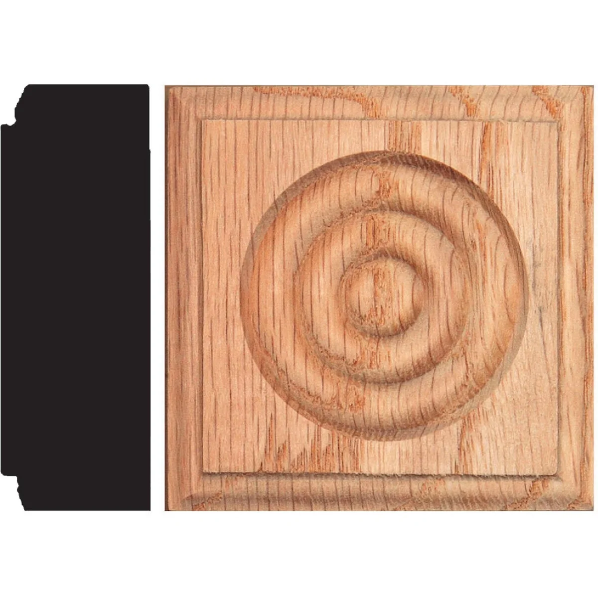 Premium House of Fara 7 8 In. x 2-1 2 In. Unfinished Oak Rosette Block Selected