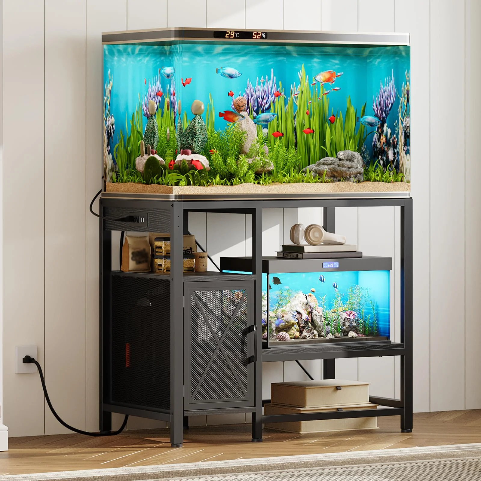 Excellent MAHANCRIS 40-50 Gal Tank Stand with Power Outlets Heavy-Duty Aquarium Stand Reliable
