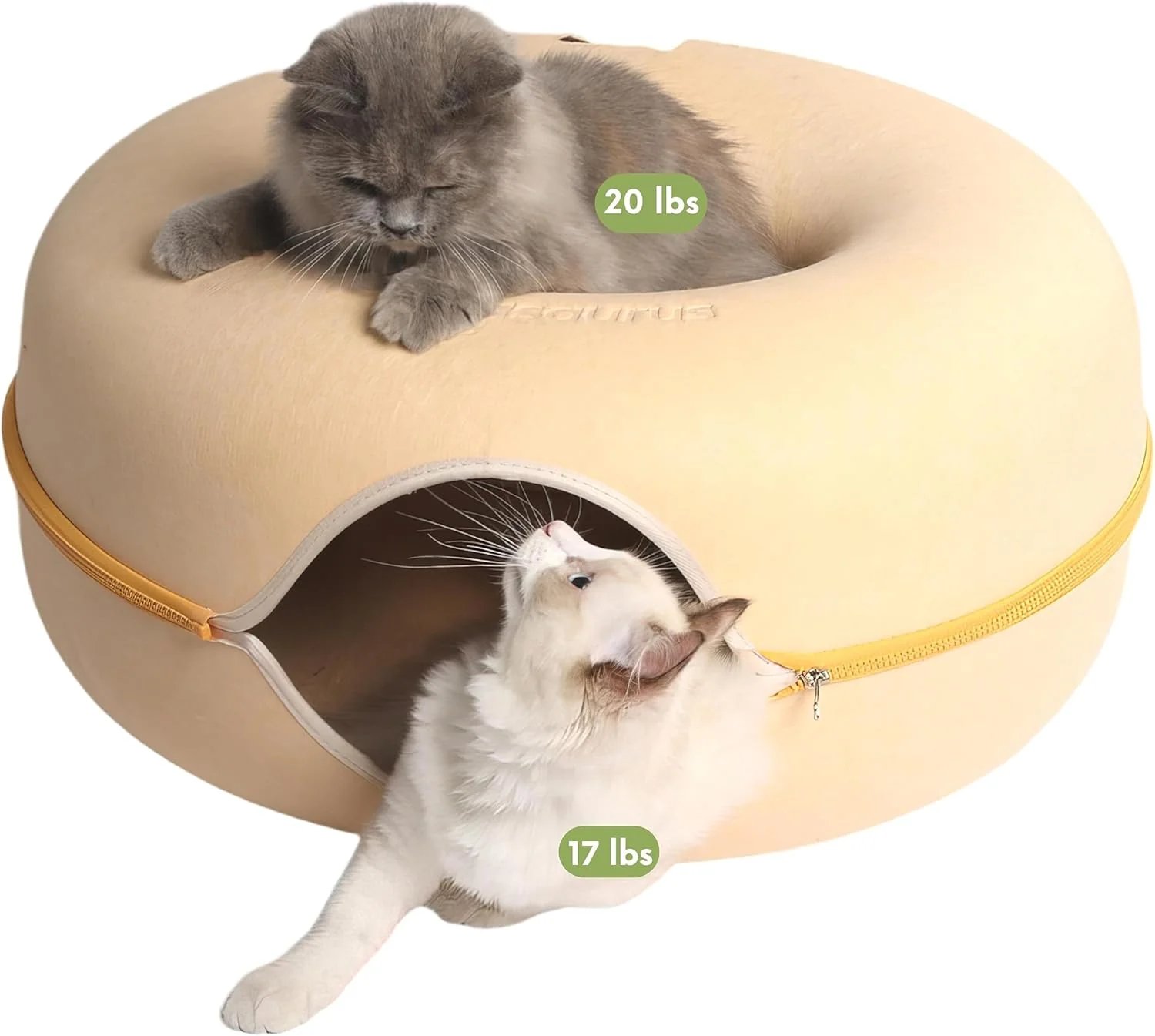 Genuine Cattasaurus Peekaboo Cat Cave for Multiple Large Cats Up to 30-45 Lbs Scratch Detachable Washable Tunnel Bed Comfy Donut Cat Cave Pastel Macaron Large Original Design