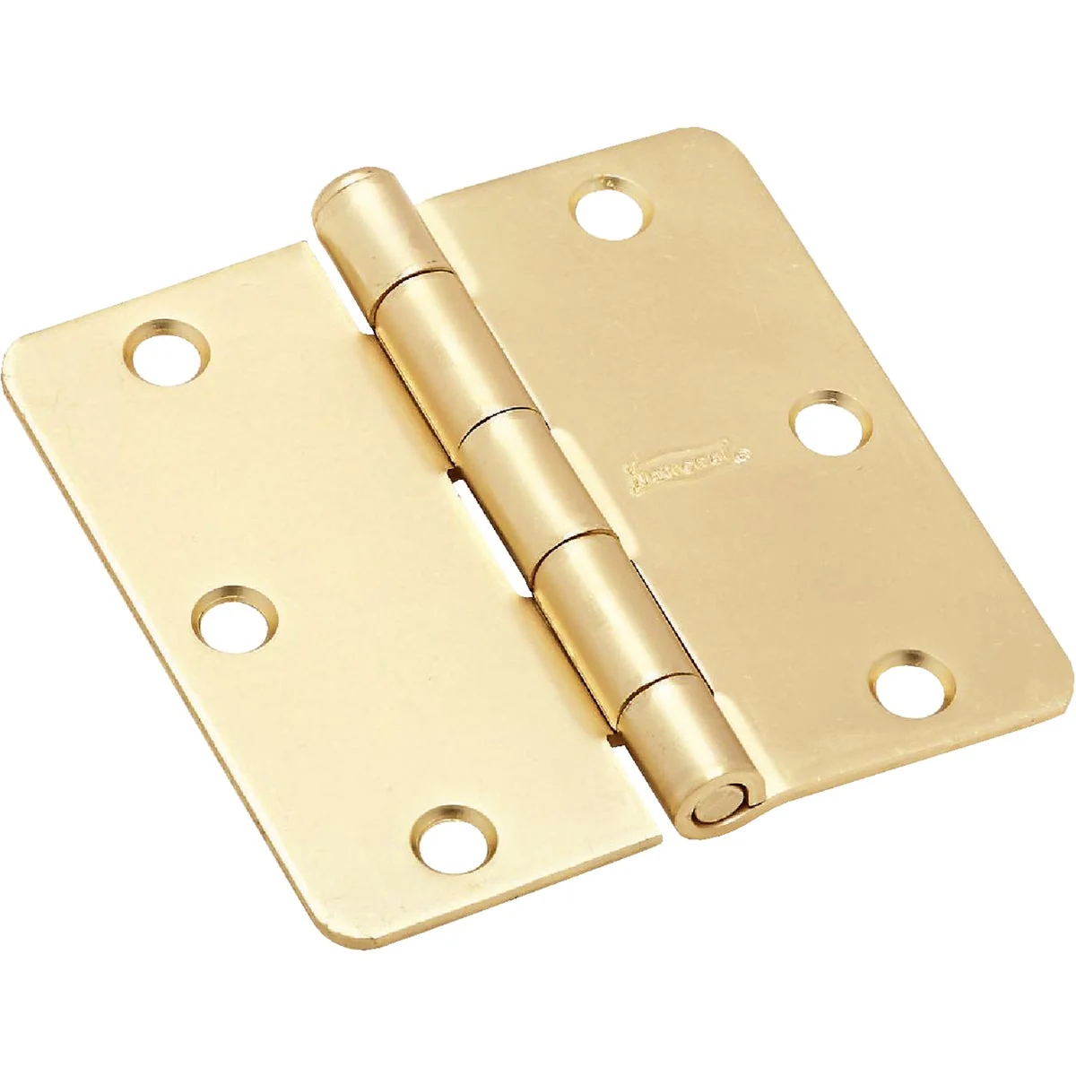 Green National 3-1 2 In. x 1 4 In. Radius Satin Brass Door Hinge 3-Pack Soft