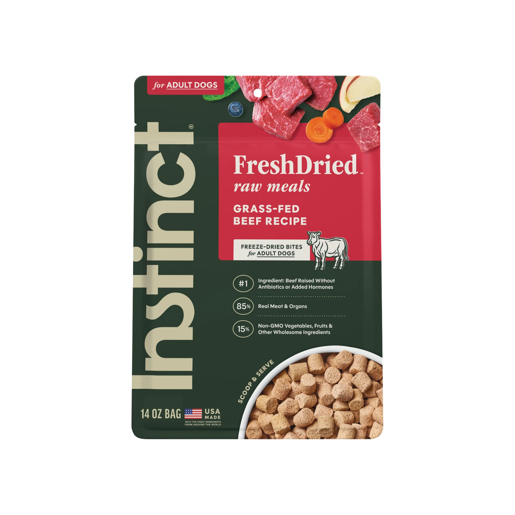 Premium Material Instinct Raw ze-Dried Meals Beef Recipe for Dogs Functional