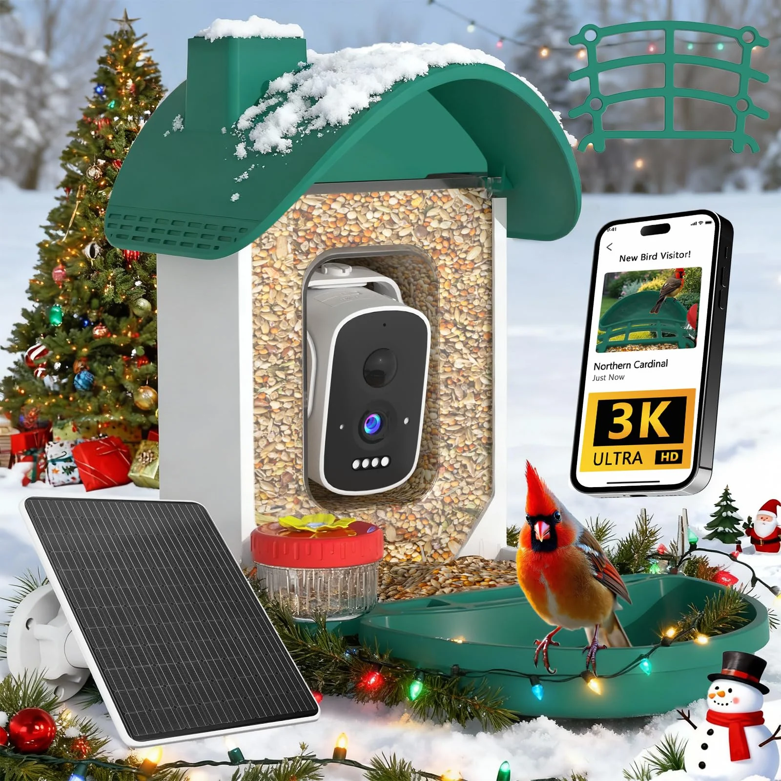 High-Grade WAVEEME Bird Feeder Camera with AI ID – 3K Live View 2.4G WiFi Auto Record Comfortable