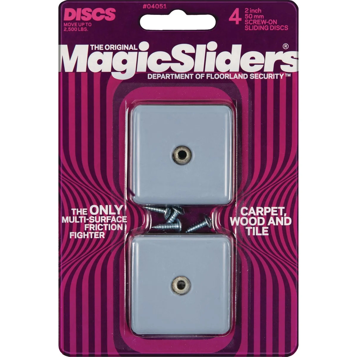 Flexible Sliders 2 In. Screw-On Square Sliding Disc 4-Pack Premium