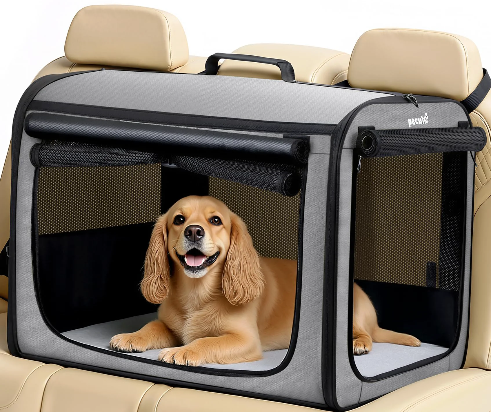 Contemporary Pecute Large Dog Car Carrier – Lightweight Stable 27×20.5×20.5in Travel Crate High-End