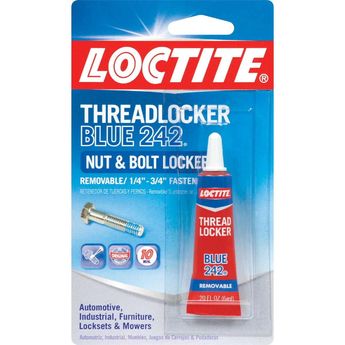 Durable LOCTITE Blue 242 0.2 Oz. Blue Threadlocker Convenient