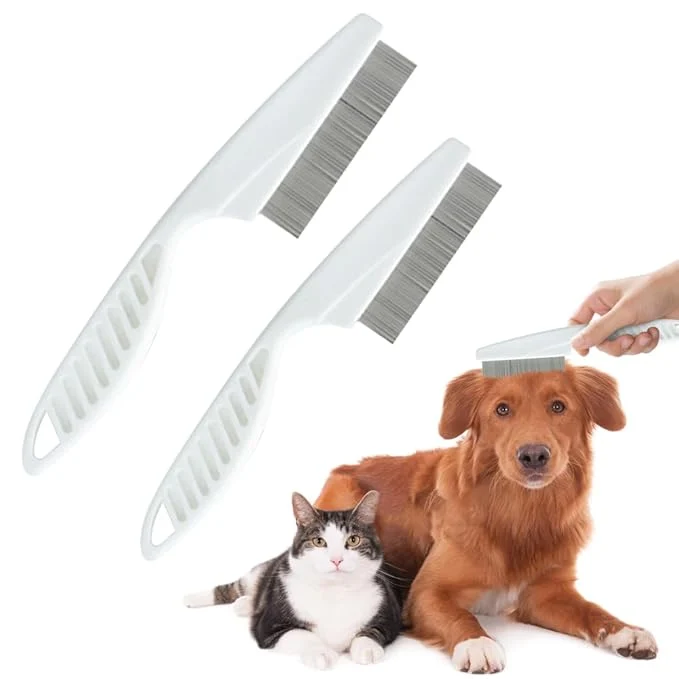 High-Quality 2 Pack Multifunctional Pet Comb Upgrade Pet Grooming Brush Tear Stain Removal Fine Tooth Stainless Massage Comb Kit for Puppies and Dogs White Luxury