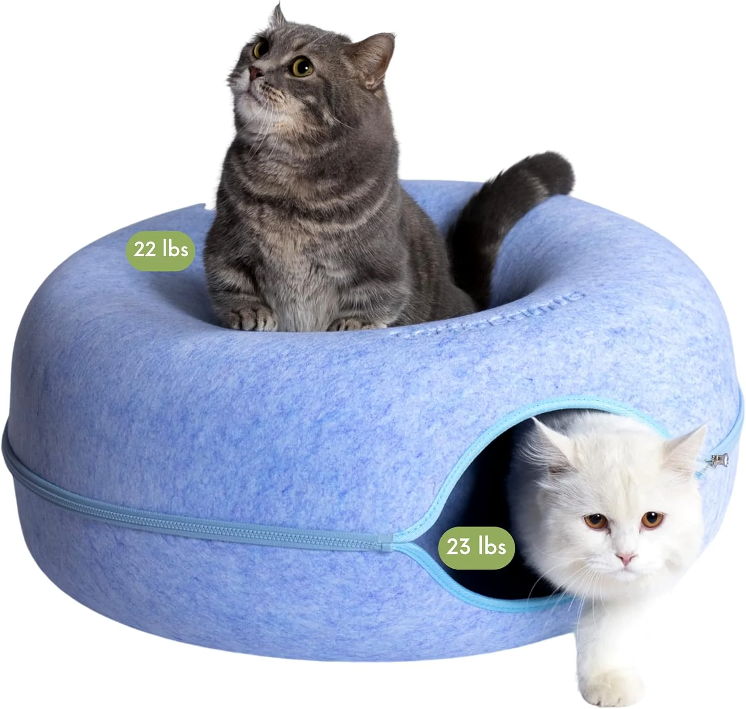 Original CATTASAURUS Peekaboo Cat Cave for Multiple Large Cats Up to 30-45 Lbs Scratch Detachable Washable Tunnel Bed Comfy Donut Cat Cave Blue Large Selected