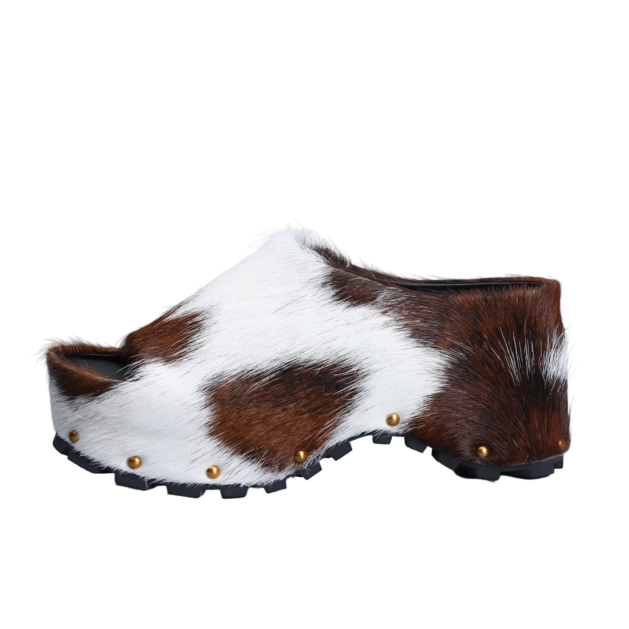 Innovative Women’s Luxury Calf Hair Mules Platform Sandals Slip-On Slides Convenient