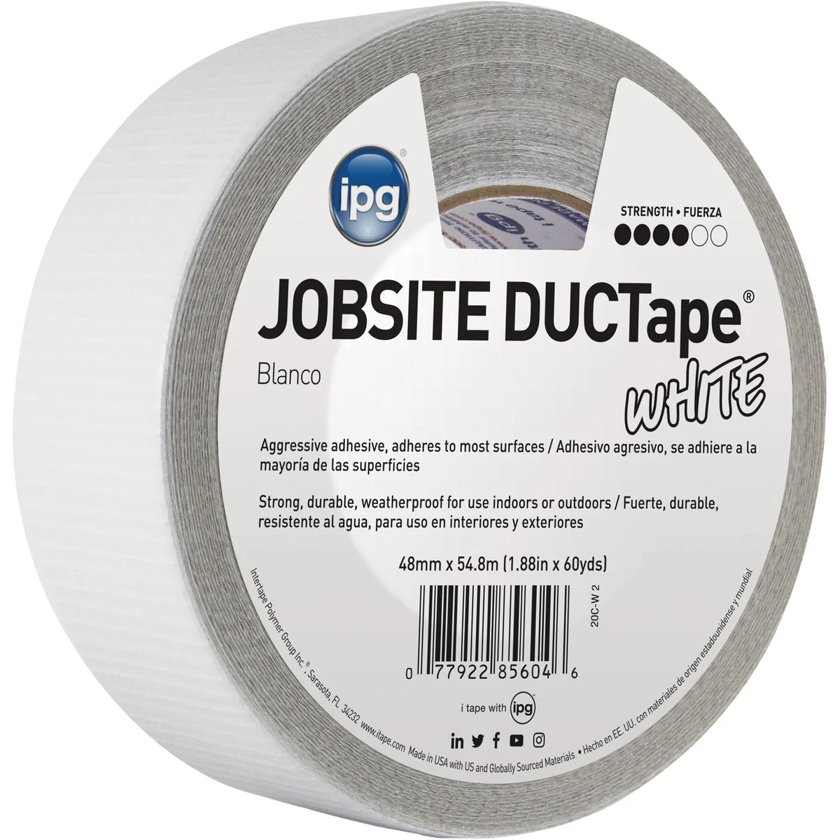 Premium Material Intertape DUCTape 1.88 In. x 60 Yd. General Purpose Duct Tape White User-Friendly