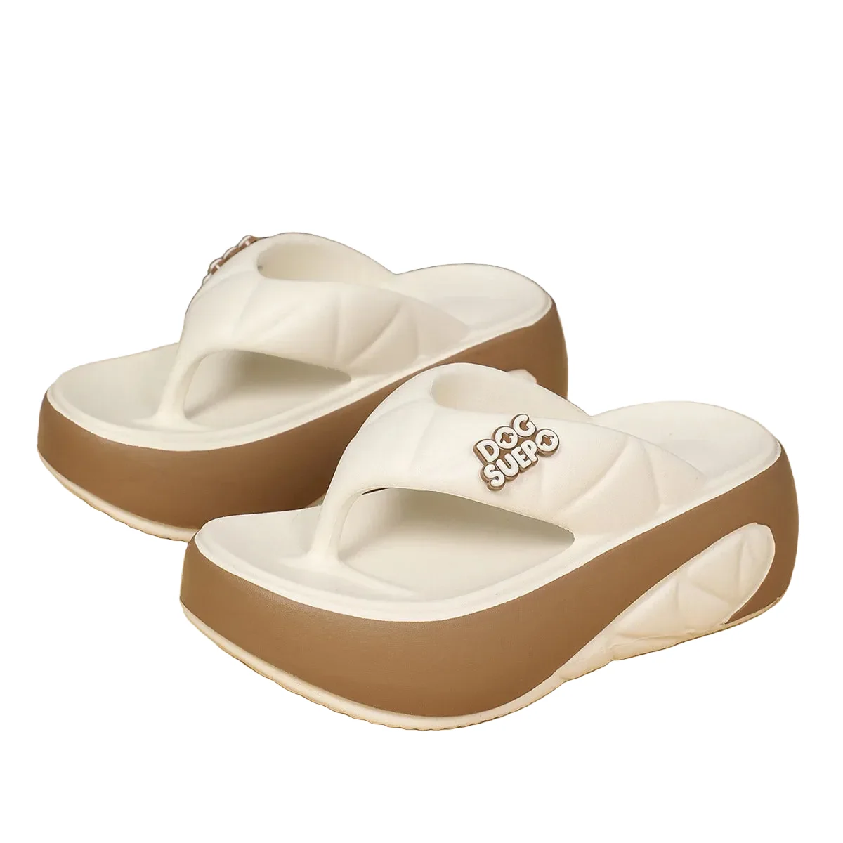User-Friendly Women’s Summer Thick Bottom Platform Slippers Casual Indoor Outdoor Khaki Soft