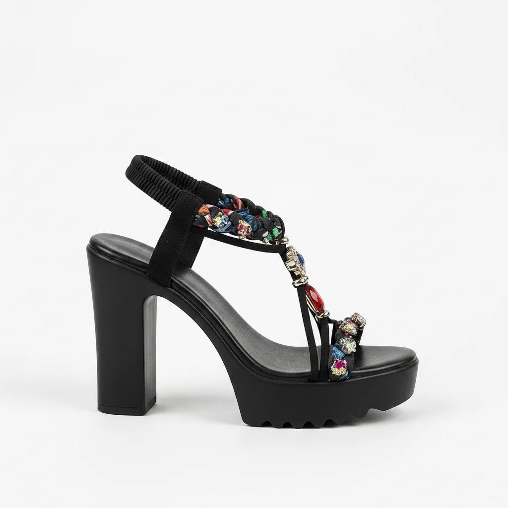 Convenient Women’s Vintage Rivet Wedge Sandals Ankle Buckle High Heels Durable