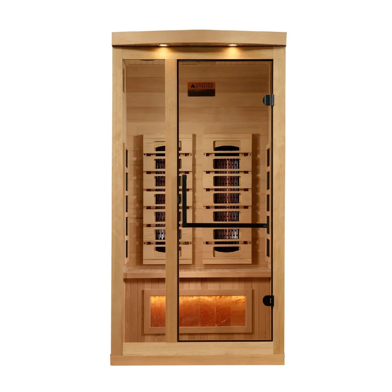 Flexible Golden Designs Reserve Edition 1-2 Person Full Spectrum Near Zero EMF FAR Infrared Sauna with Himalayan Salt Bar High-End