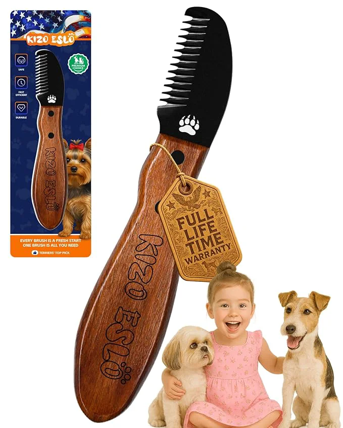 Effective Stripping Knife for Dogs – Gentle Hand Stripping Carding Knife for Terriers Double-Coated Breeds Solid Sapele Hardwood Black Oxide Stainless Steel Easy to Clean Dog Grooming Tool Right-Handed About This Powerful