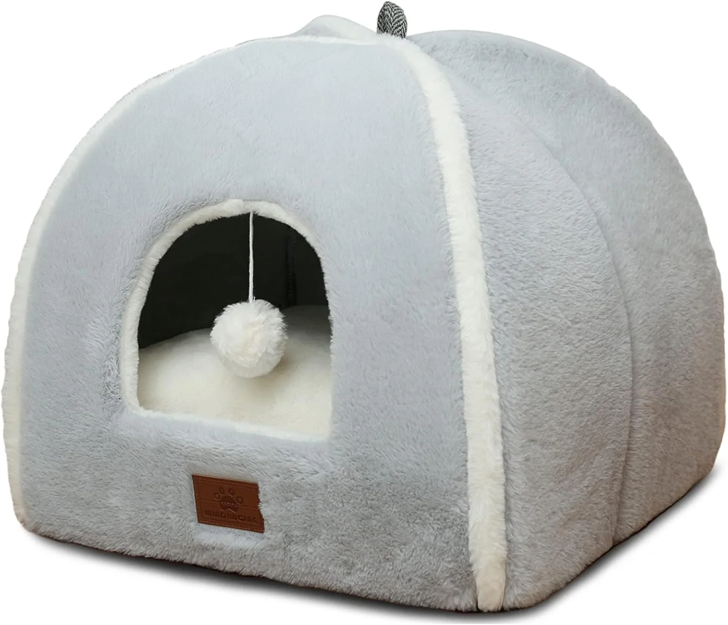 Solid Cat Bed for Indoor Cats – Cat Cave Bed Cat House Cat Tent with Removable Washable Cushioned Pillow Soft and Self Warming Kitten beds Pet Bed（Large Grey） Selected