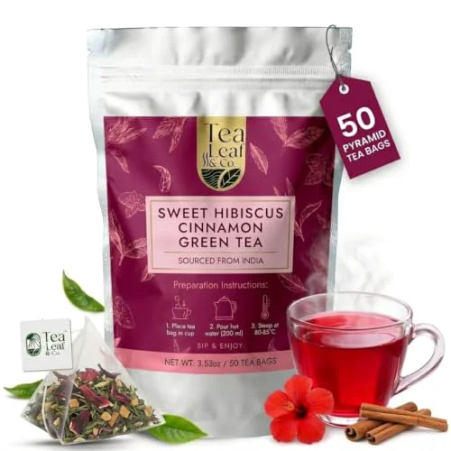 Easy-to-Use Sweet Hibiscus Cinnamon Green Tea 50 Count Elegant