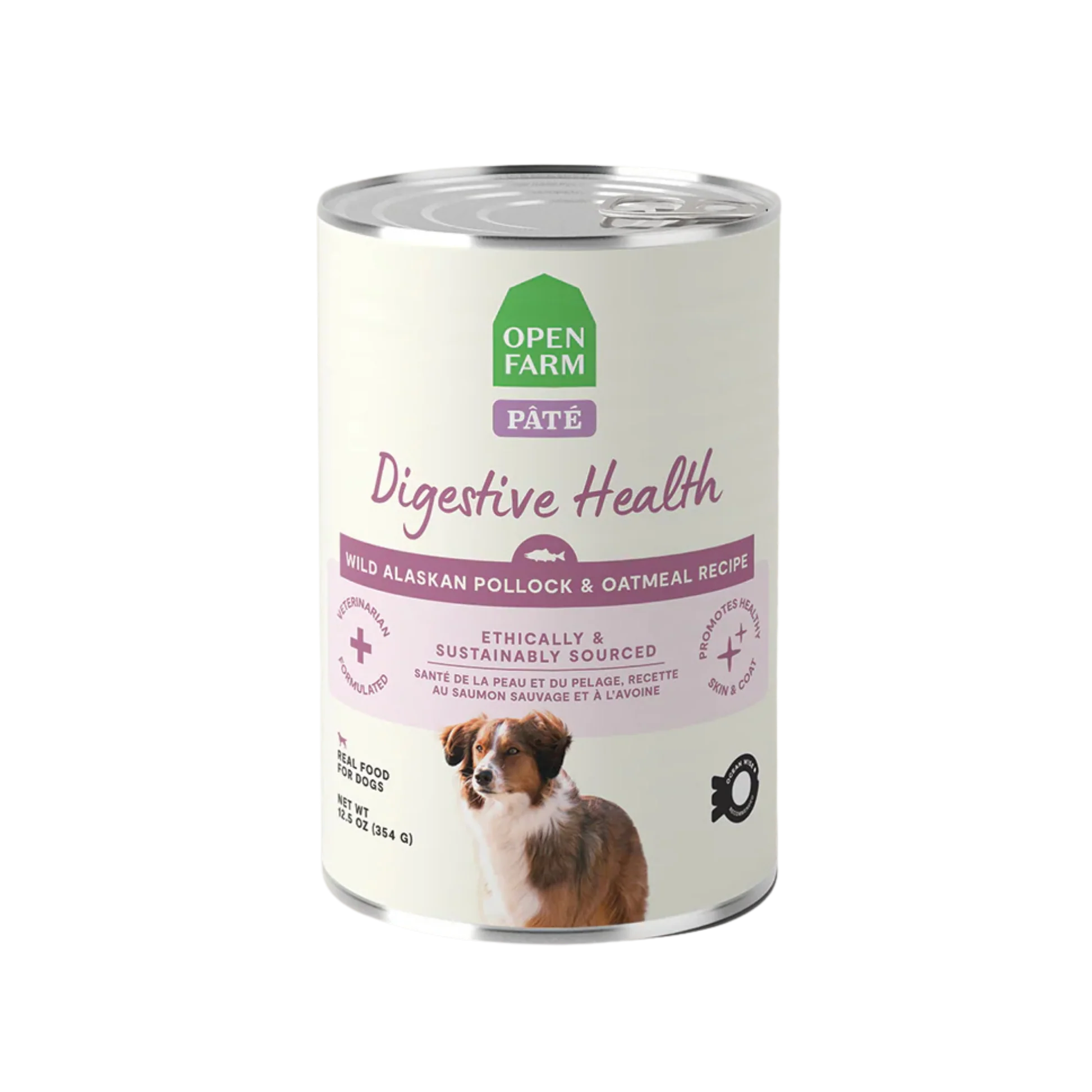 Secure Open Farm Wild-Caught Whitefish Pollock Digestive Health Pâté Wet Dog Food 12.5oz Green