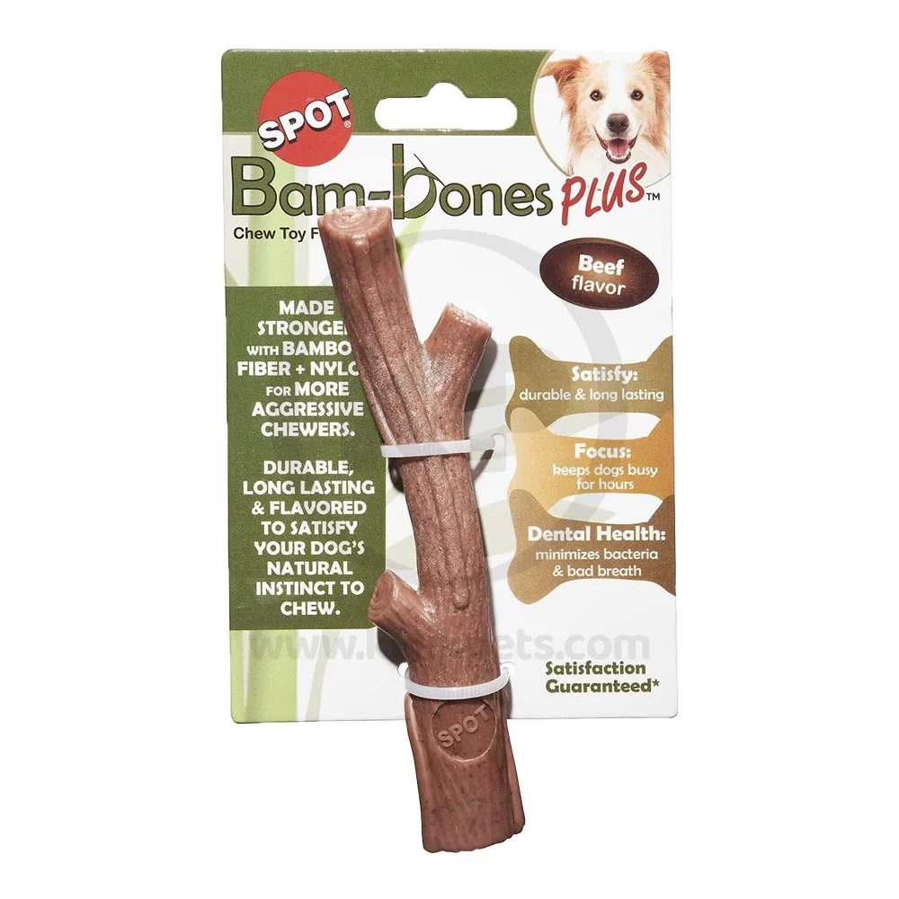 Consistent Spot Bam-Bone Plus Branch Beef Dog Toy Medium 5.75in Breathable