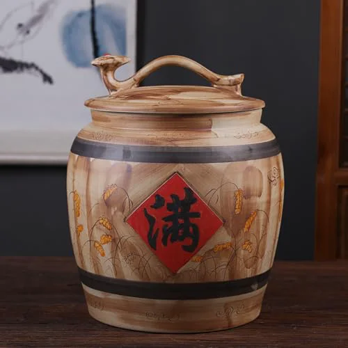 Versatile Ceramic Rice Storage Container Sealed Rice Bucket Natural