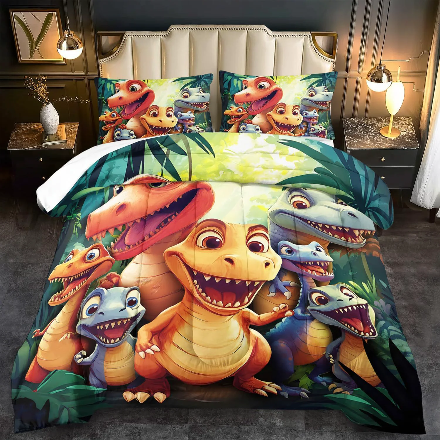 Original Dinosaur Comforter Set Full Boys Cartoon 3D Dinosaur Bedding Set Full Bed Kids 3D Dragon Comforter Dragon Quilt Pattern Bedroom Decor Cute Animal Bedding Kawaii Animal Quilt Girls Elite